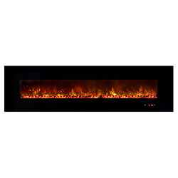 95 Wall Mount Linear Electric Fireplace Black Glass Surround