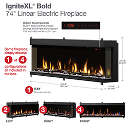 74" IgniteXL Bold Built-in Linear Electric Fireplace - Dimplex