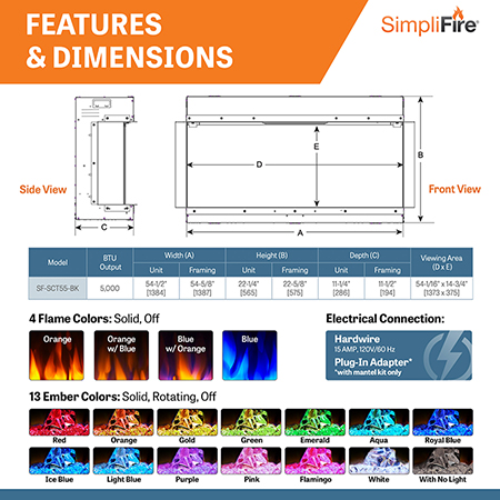 Scion Trinity 55 Linear Electric Fireplace - SimpliFire